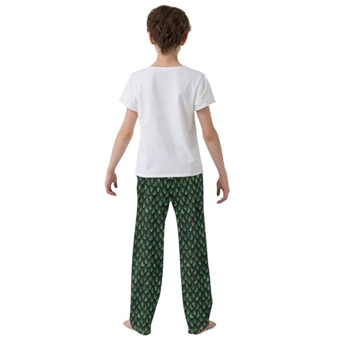 Dragon Scales Boys Long Pants Soft Trousers Elastic Waist Kids Lounge Bottoms with Pockets S-XL3