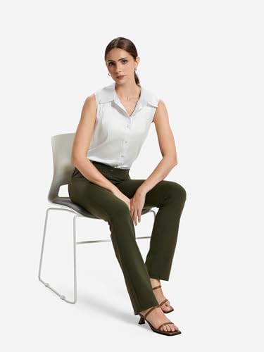 Image of Yogipace,Belt Loops,Women's Petite /Regular /Tall Straight Leg Yoga Dress Pants