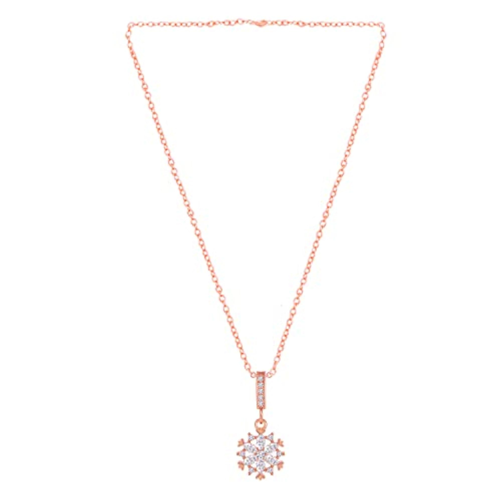 Plated American Diamond Studded Pendant Necklace Chain, Stylish Gift