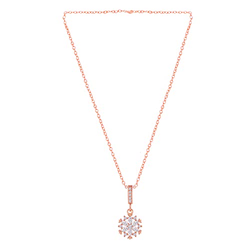 Plated American Diamond Studded Pendant Necklace Chain, Stylish Gift