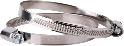 (Pack of 2) Stainless Steel Hose Clamps, Adjustable Clamps, Worm Gear, Adjustable Diameter 2.36-3.14