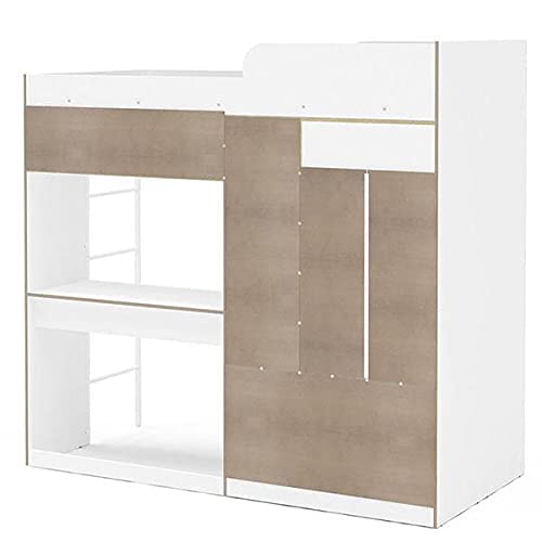 Cama Multifuncional Alagoas com Roupeiro e Escrivaninha Branco Politorno