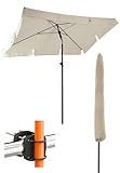 4smile Sonnenschirm Balkon SunnyShade - Sonnenschutz Balkon 3-in-1 SET, Beige - UPF 50+ Sonnenschirm rechteckig 200 x 125 cm + Sonnenschirmhalter Balkongeländer + Sonnenschirmhülle