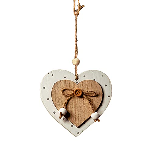 Sun&Beam Heart-shaped Wooden Decorative Hanging Handmade Hearts Ornaments for Wedding Party Valentine Christmas Home Decoration Car Décor (H-#6, 1Pcs)