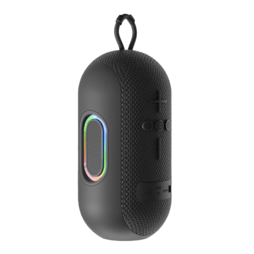 Image of LAPCARE Ozzie 10W Bluetooth Speaker with RGB Lights, TWS Stereo Sound, Dual Bass Radiators, Bluetooth 5.3, 8H Playtime, Portable Wireless Speaker with AUX & USB Support, Made in India - Black