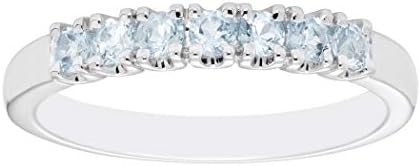 Boston Bay Diamonds .925 Sterling Silver 1/3 Cttw Natural Blue Aquamarine Gemstone March Birthstone Stacking Ring- Size 7