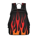 Urteas Retro Traditional Hot Rod Flames Lightweight Backpack For Women Men, Casual Polyester Daypack Bookbag Travel Hiking Bag, Durable Laptop Backpack