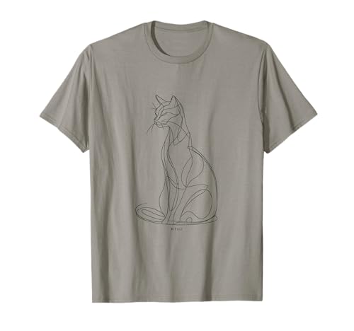 Minimalistische Cat Outline One-Line Minimalismus Katze T-Shirt