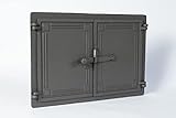 📏 DIMENSIONS DU PRODUIT : La porte du four a une longueur totale de 48 cm et une hauteur de 32,5 cm. La porte en fonte a un poids total de 6,5 kg et est peinte en couleur graphite.