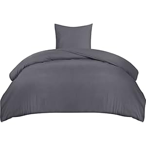 Utopia Bedding Bettwäsche 135×200 Set – Mikrofaser Bettbezug 135×200 cm + 1 Kissenbezug 80×80 cm – Grau