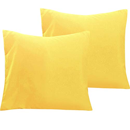 NTBAY Lot de 2 Taies d'oreiller en Microfibre avec Fermeture éclair, Taie d’Oreiller Facile à Laver et Super Doux, 65x65cm, Jaune Cover