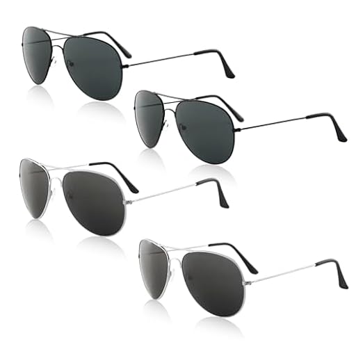 TUONYIS 4 Piezas Gafas de Sol para Hombre Muje, Polarizadas Piloto UV400 Protección Gafas de Sol con Marco de Metal de Acero Inoxidable para Cosplay, Conducción, Pesca, Deportes (Negro, Plata) | Ya disponible en tu tienda friki favorita! En mundofriki.es!