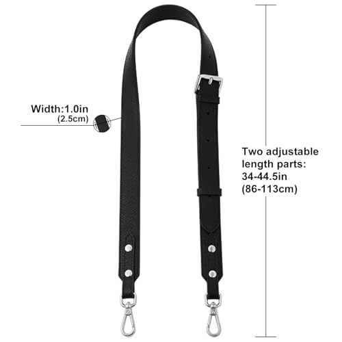 Image of Bag Leather Strap Replacement Crossbody Adjustable Shoulder Straps for SMALL Pouch, No Damage Conversion Kits Accessories(SMALL-Black-S)