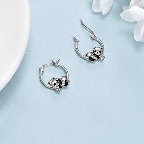 Panda Ohrringe Sterling Silber Panda Bambus Reifen Ohrringe für Frauen und Mädchen Schmuck Geschenke