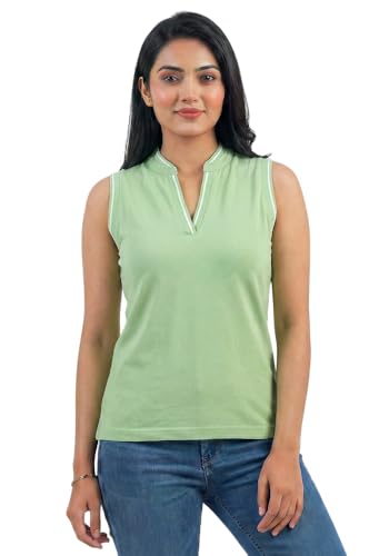 Image of Wear Your Opinion Mandarin Collar Sleeveless T Shirt for Women Top