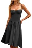 CHYRII Womens Black Dress Fashion Summer 2025 Sweetheart Neck Spaghetti Straps Corset A-Line Long Sundress Midi Dress M