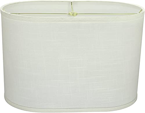 Image of Aspen Creative 37051A Transitional Oval Hardback Shaped Spider Construction Lamp Shade in Off-White Linen Fabric, 16 1 /2 inch wide (9 1 /2 inch + 16 1 /2 inch) x (9 1 /2 inch +x 16 1 /2 inch) x 11 inch