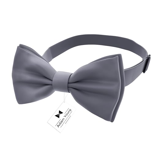 Image of Adam Young Men's Bow Ties Pre-Tied Style Formal Satin Classic Bowtie for Tuxedo Faux Silk