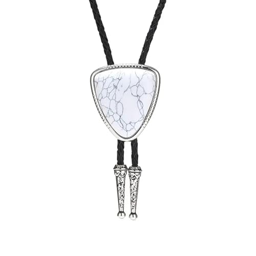Image of Turquoise Bolo Tie for Men, Leather Braided Necktie Western Cowboy Bola Tie Costume Accessories for Men Women