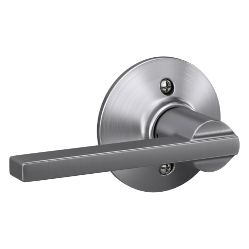 Image of SCHLAGE Latitude Non-Turning Dummy Door Handle, Reversible, Satin Chrome | Non-turning dummy lever door handle with no latch or lock, Decorative pull, One sided, Easy to install, Certified durability