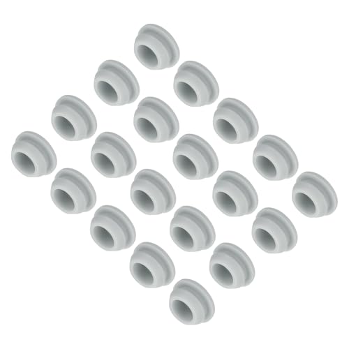 Image of MECCANIXITY 30pcs Silicone Snap in Locking Hole Plugs,11mm /0.4 Inch Mounting Diameter Narrow Groove Width 2mm Panel Seal Cover Round for Kitchen Bulkheads Waterproof Sealing Plugs Grey