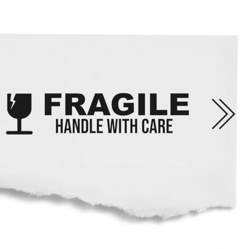 Self-Inking Fragile Handle with Care Stamp - 1.5" x 3" - Essential Shipping Supplies Stamp for E-Commerce & Consignment Businesses - Ensure Safe Delivery with Clear Markings