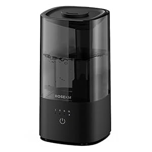 Humidifiers for Bedroom, Cool Mist Humidifier for Home Plant and Baby Nursery, Quiet Ultrasonic Humidifier with 360° Nozzle, Auto Shut-Off, Filterless, Black