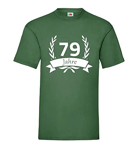 T-shirt vert bouteille homme couronne de laurier 79 ans XXXL coupe grand confort anti-serrage
