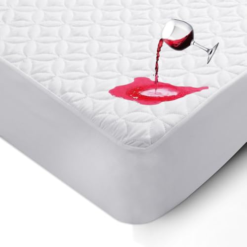 Queen Size Mattress Protector Waterproof Mattress Cover - Fitted with Stretchable 18 inches Deep Pockets - Soft Breathable, Noiseless, Washable Bed Cover