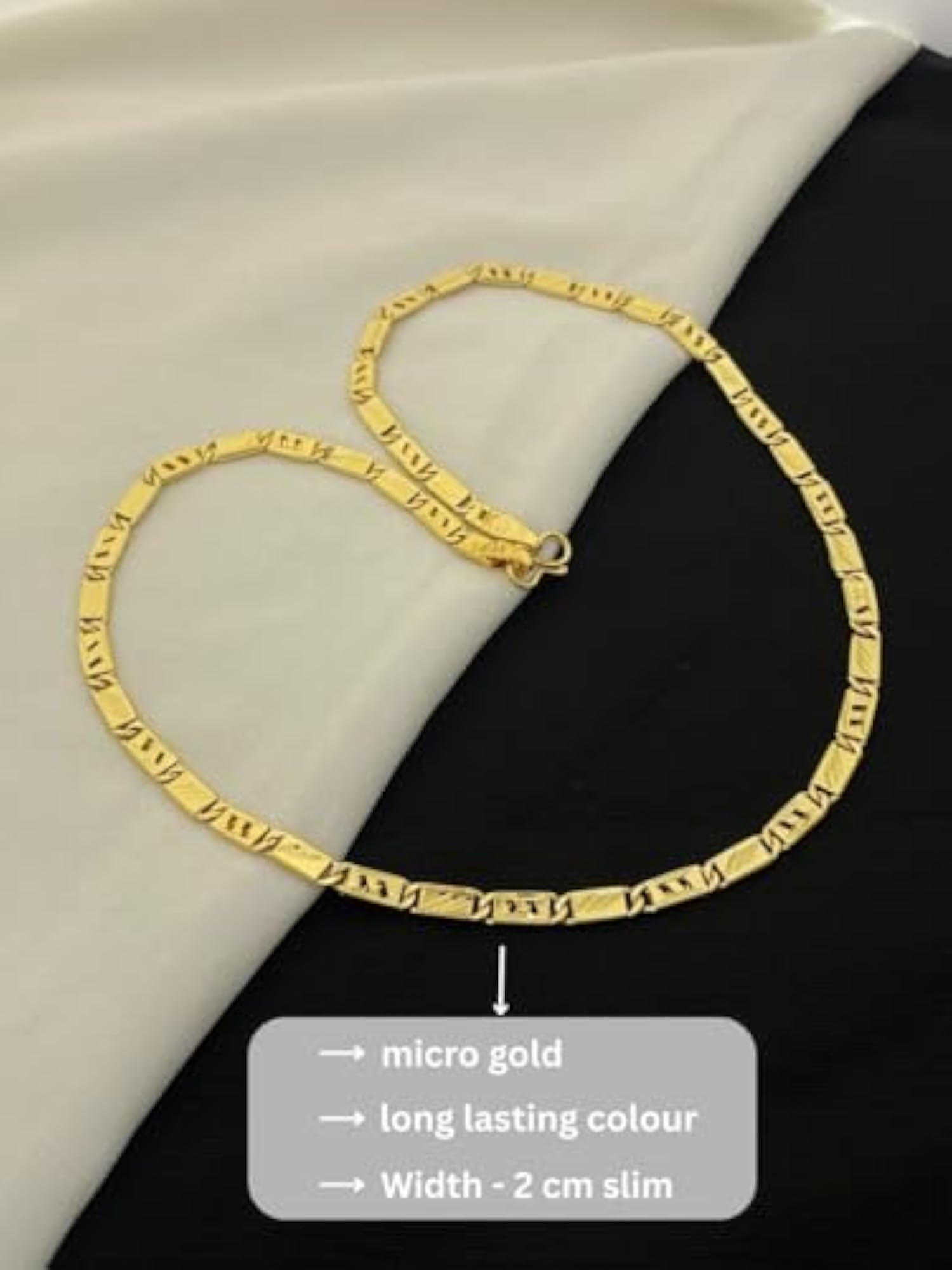 Men's Gold Plated Brass Chain Necklace, Minimal Design