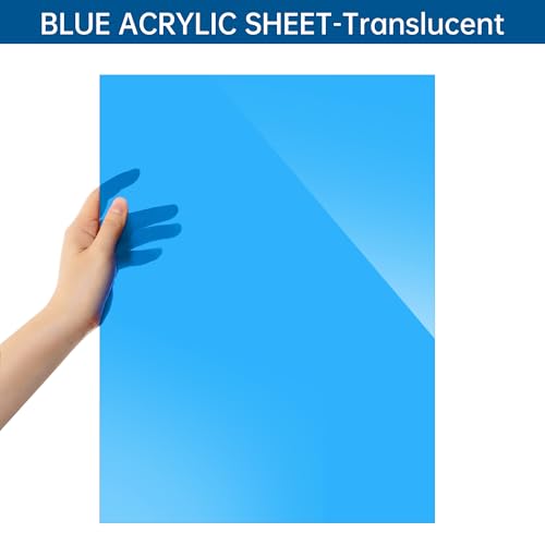 Image of Blue Acrylic Sheet 12 inch x 16 inch x 1 /8 inch, ALCCIFI Cast Plexiglass Sheets for Laser Cutting & Engraving, 2 Pack Translucent Acrylic Board for Cricut, Signs & DIY Projects