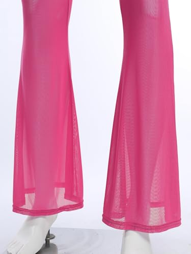 Men's Mesh Through Flared Bell Bottom Pants High Waist Breathable Cover Up Trousers Beachwear 5