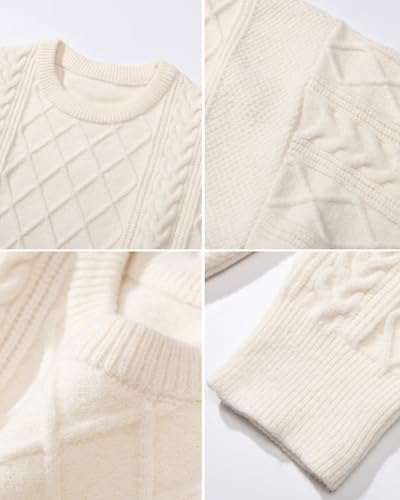 Mens Oversized Sweater Unisex Long Sleeve Cable Knit Sweaters Aesthetic Streetwear Casual Sweater Jumper Tops3