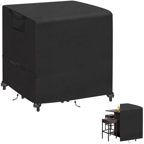 Kovshuiwe 5 Piece Bar Height Patio Dining Set Covers 600D Oxford Fabric Waterproof 60 Inch Square Patio Bar Height Table & Chair Sets Cover, Black Cover