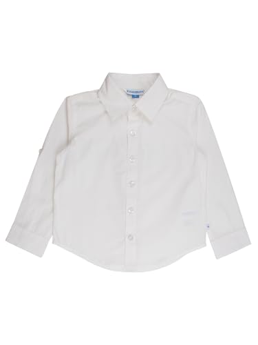 Image of RUGGEDBUTTS Boys Solid Cotton Long Sleeve Button Down Shirt with Button Tabs