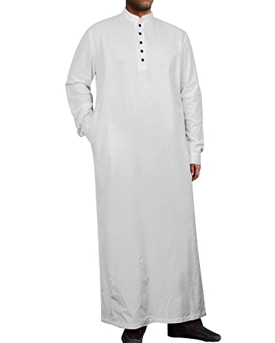 YAOHUOLE Muslim Thobe for Men Button down Mens Caftans Big and Tall Mens Arab Thobe with Pocket