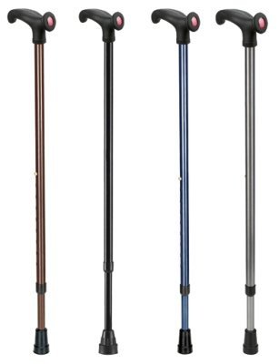 German Anatomical Grip Walking Stick (Soft Touch) (Right Handed, Silver)