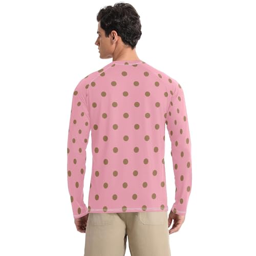Men's Sun Protection Long Sleeve Outdoors UPF 50+ Long Sleeve Sun Shirt Elastic Loose Polka Dots Bright Pink Mid Century Modern2