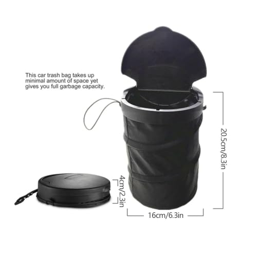Basurero para coche plegable e impermeable con tapa negra 7