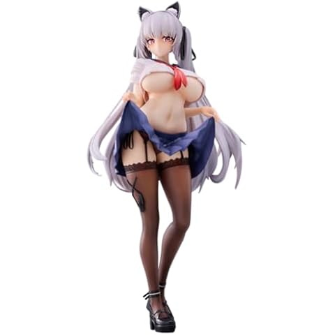 LUNK Alvina-Chan Figure 9.5" Cat Ear Girl Figurine Uniform Version Standing Position Model Anime Statue Collection Ornaments Cover