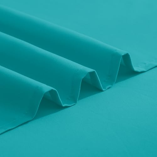Image of Elegant Comfort Luxurious 1500 Premium Hotel Quality Microfiber Three Line Embroidered Softest 5-Piece Bed Sheet Set, Wrinkle and Fade Resistant, Split King, Turquoise