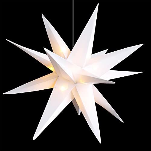 LED Weihnachtsstern Adventsstern Weiß Ø 25cm Christbaumstern Fensterstern Faltstern IP44 Innen und Aussen