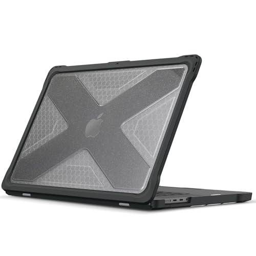 FINTIE Custodia Compatibile con MacBook Pro 16' M5 M4 M3 M2 M1 Pro/Max (2026/2024/2023/2021) - Antiurto Robusto Case con Bordo in TPU Cover, Glittering Nero