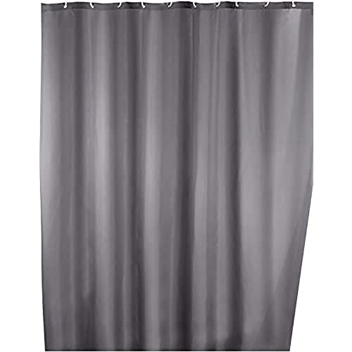 WENKO Rideau de douche anti-moisissure gris - antibactérien, lavable, Polyester, 180 x 200 cm, Gris