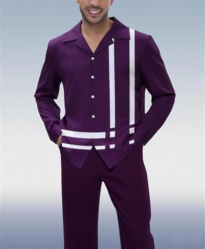 TIFIYA Men's Big and Tall Pants Suits Long Sleeve Walking Suits Church Party Wedding Matching Sets S-5XL2