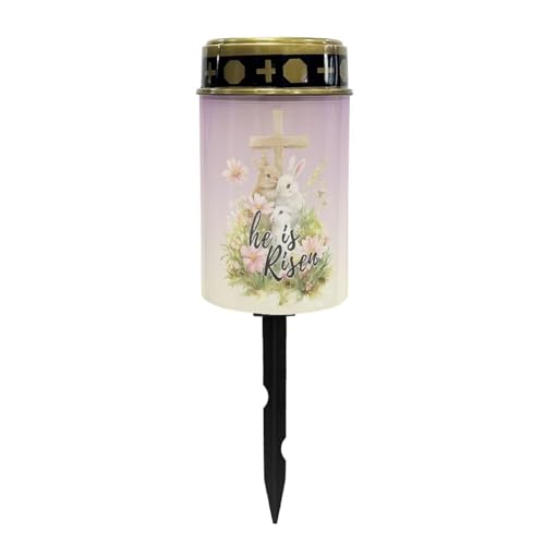 Image of Cross and Rabbit Solar Grave Lights for Cemetery Flameless Solar Powered Light for Prayer Waterproof Outdoor Easter Decor Cemetery Solar Lights for Grave Lamp