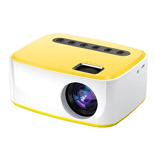 Full HD 1080P Mini Videoprojecteur Portable Home Cinéma Fonction Zoom Movie Projecteur LED Compatible Smartphones, Disques U, Ordinateurs,DVD,Écouteurs,Chaînes Stéréo,Etc,Jaune