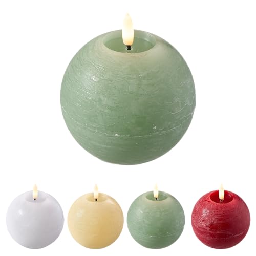 Florissima LED Kugelkerze Echtwachs mit 4/8h Timer – Ø 10 cm,...