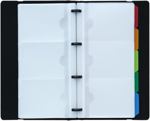Visitenkarten Ringbuch Visitenkartenmappe Visitenkartenringbuch für 180 Karten Ideal für Büro Visitenkartenbuch Kreditkarten Schwarz 1 Stück