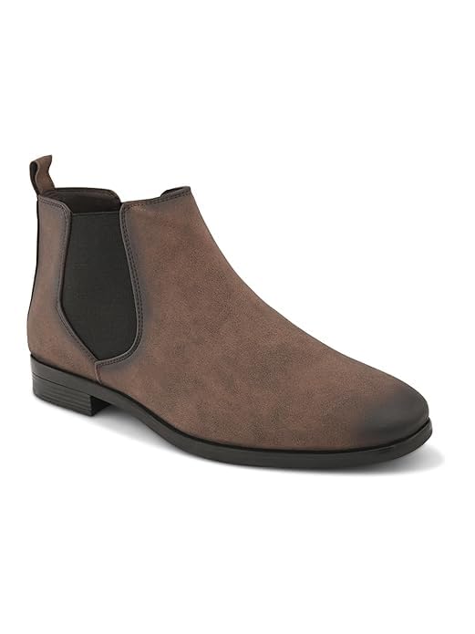 Image of STANPHORD Men Glossy Chelsea Ankle Boots | PU Slip-On Block Heel | Casual Party Office Outdoor Wear (TPSG 9536)